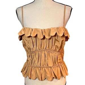 Loeffler Randall Micah Tan Ruffled Top Sz-L